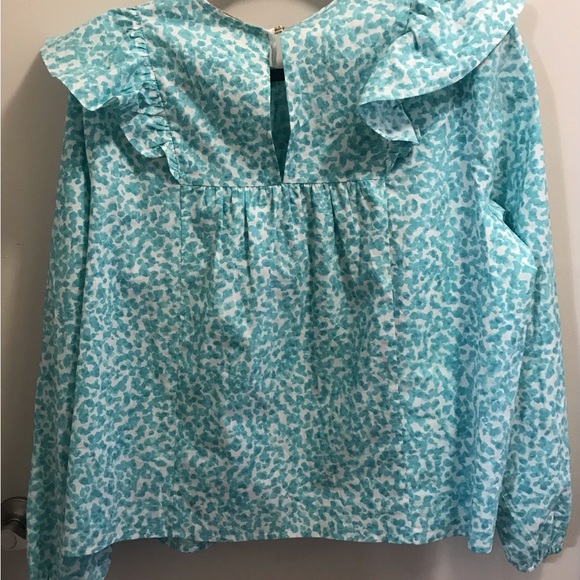 Marie Oliver Light Blue and White Ruffled Top Size XL New With Tags Retails $228 - Picture 3 of 7